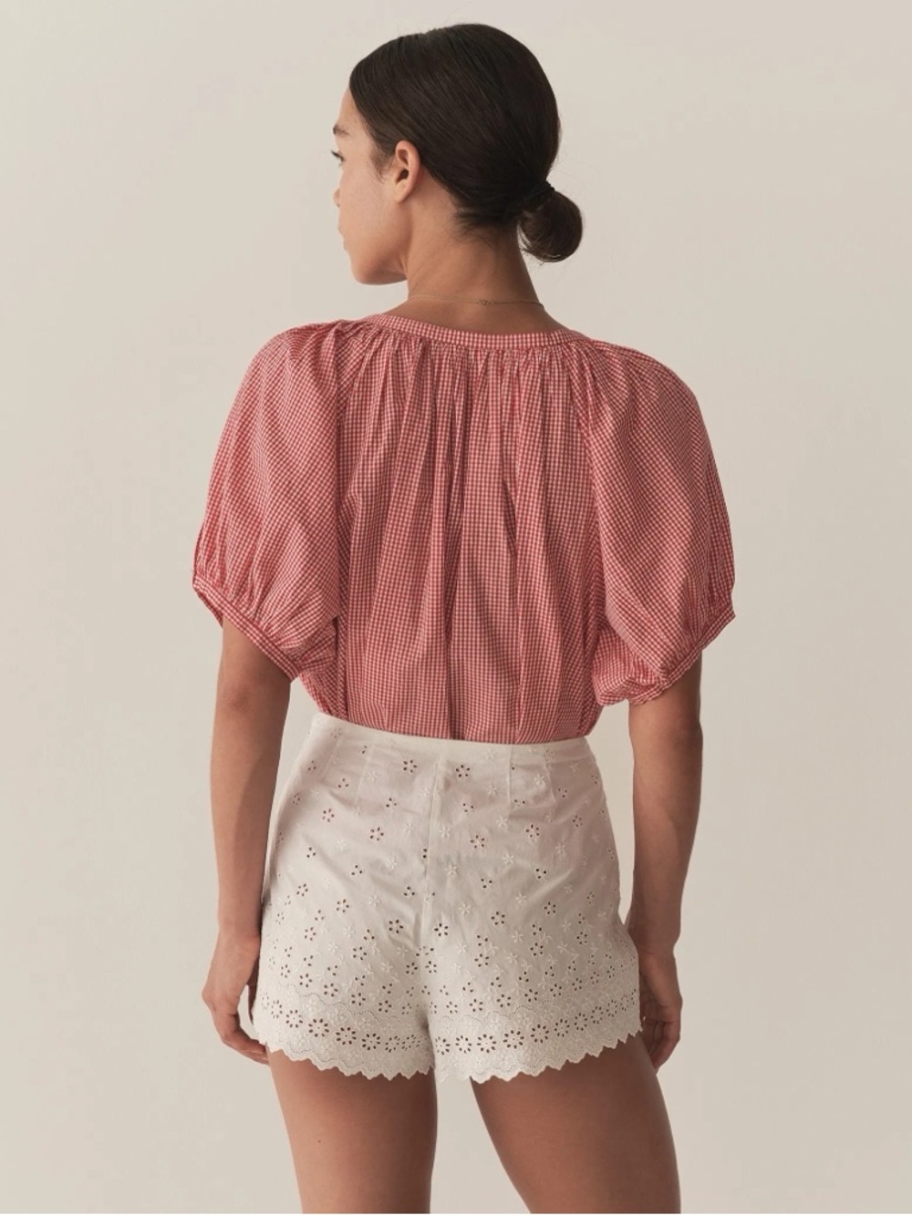 Industry Gingham Top Red Gingham June Puff Sleeve Size Small NWT - Picture 14 of 17